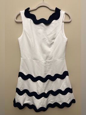 Sail to Sable Ricrac Dress White Navy Women's Size Small Summer Nautical